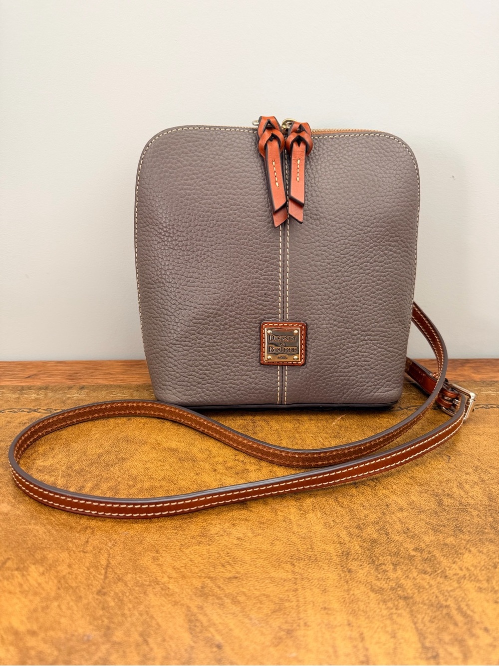 Dooney & Bourke Trixie Pebble Grain Leather Crossbody Taupe British Tan